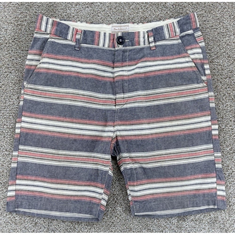 Deus Ex Machina Chino Shorts Men's M (34x8") Blue Red Baja‎ Striped 100% Cotton